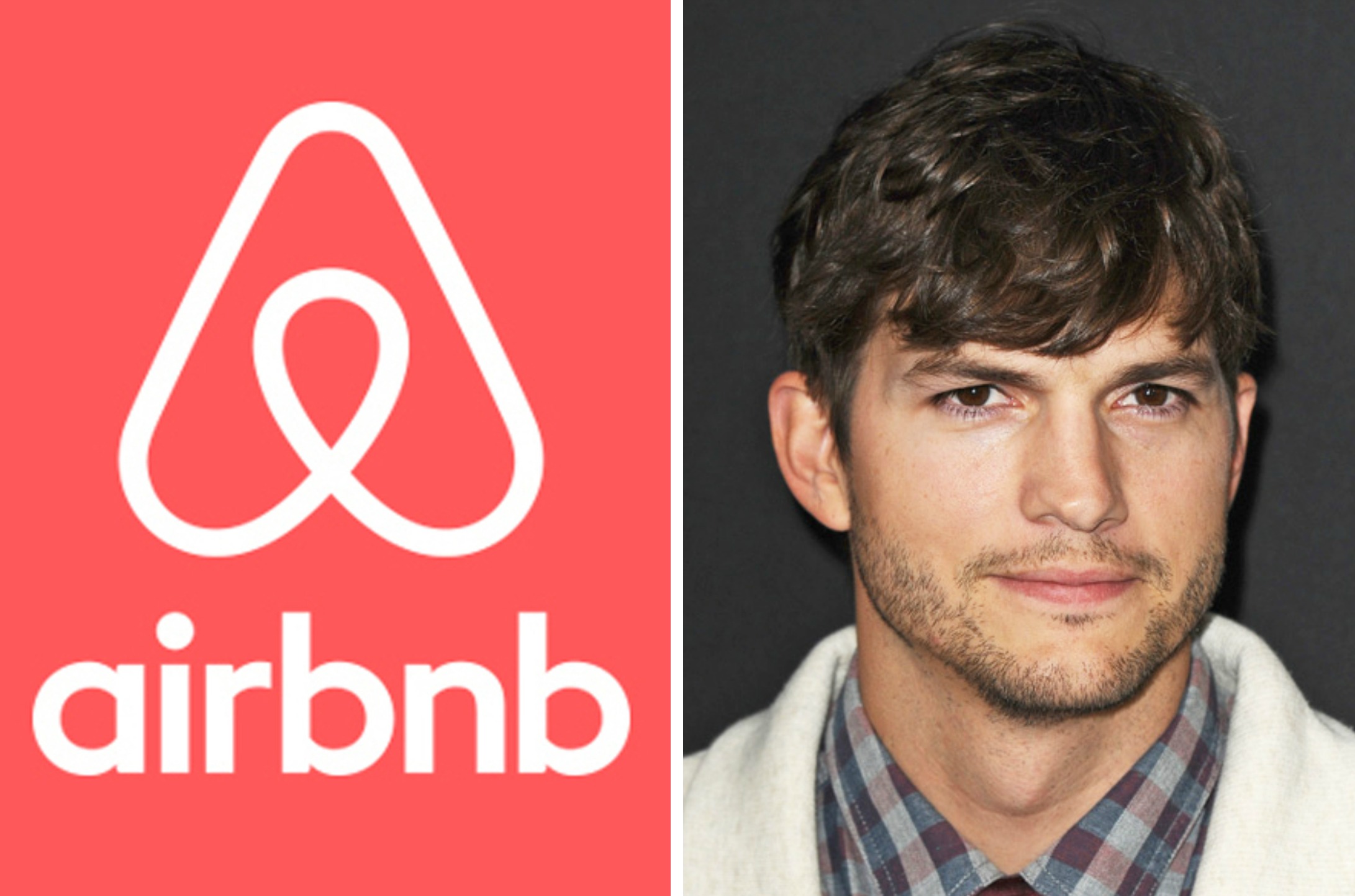 Airbnb logo with Ashton Kutcher